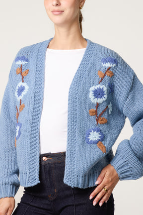 Embroidered Flower Knit Cardigan
