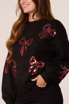 Red Sequin Bows Knitted Jumper