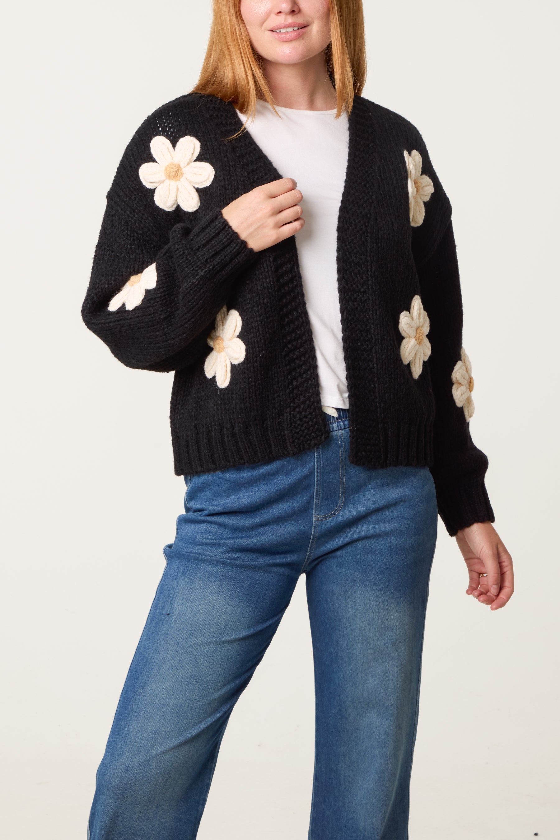 Daisy Large Flower Cardigan