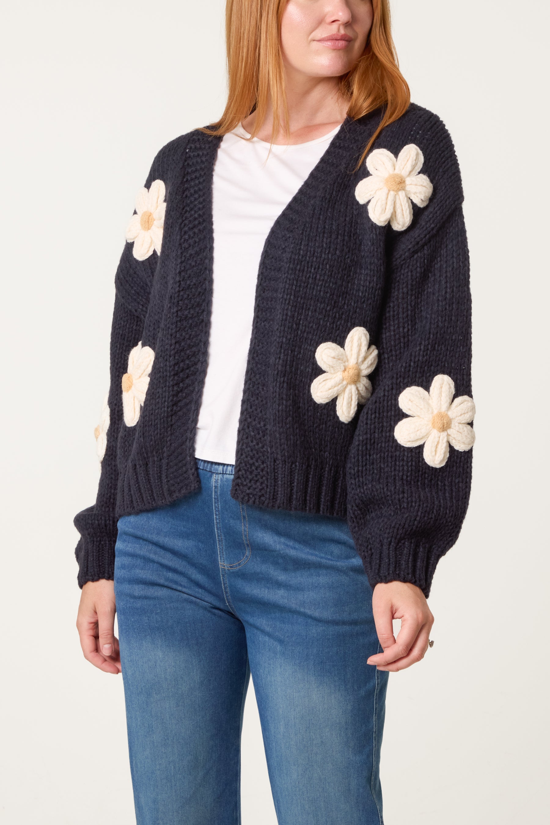 Daisy Large Flower Cardigan