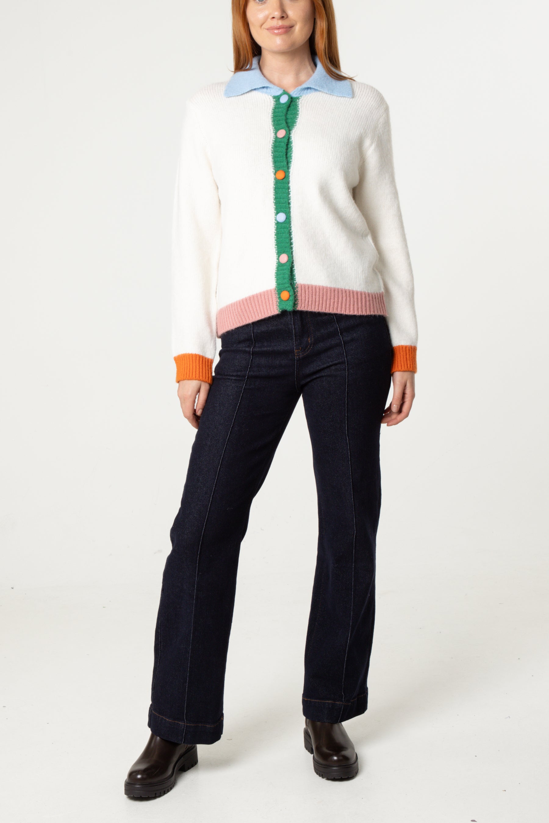 Colourful Contrast Knit Cardigan