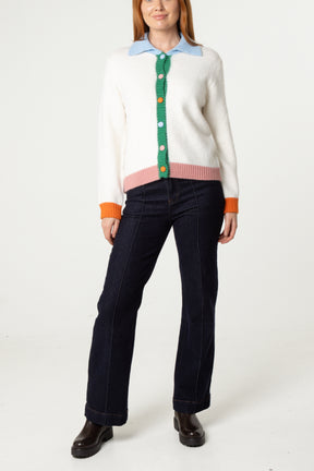 Colourful Contrast Knit Cardigan