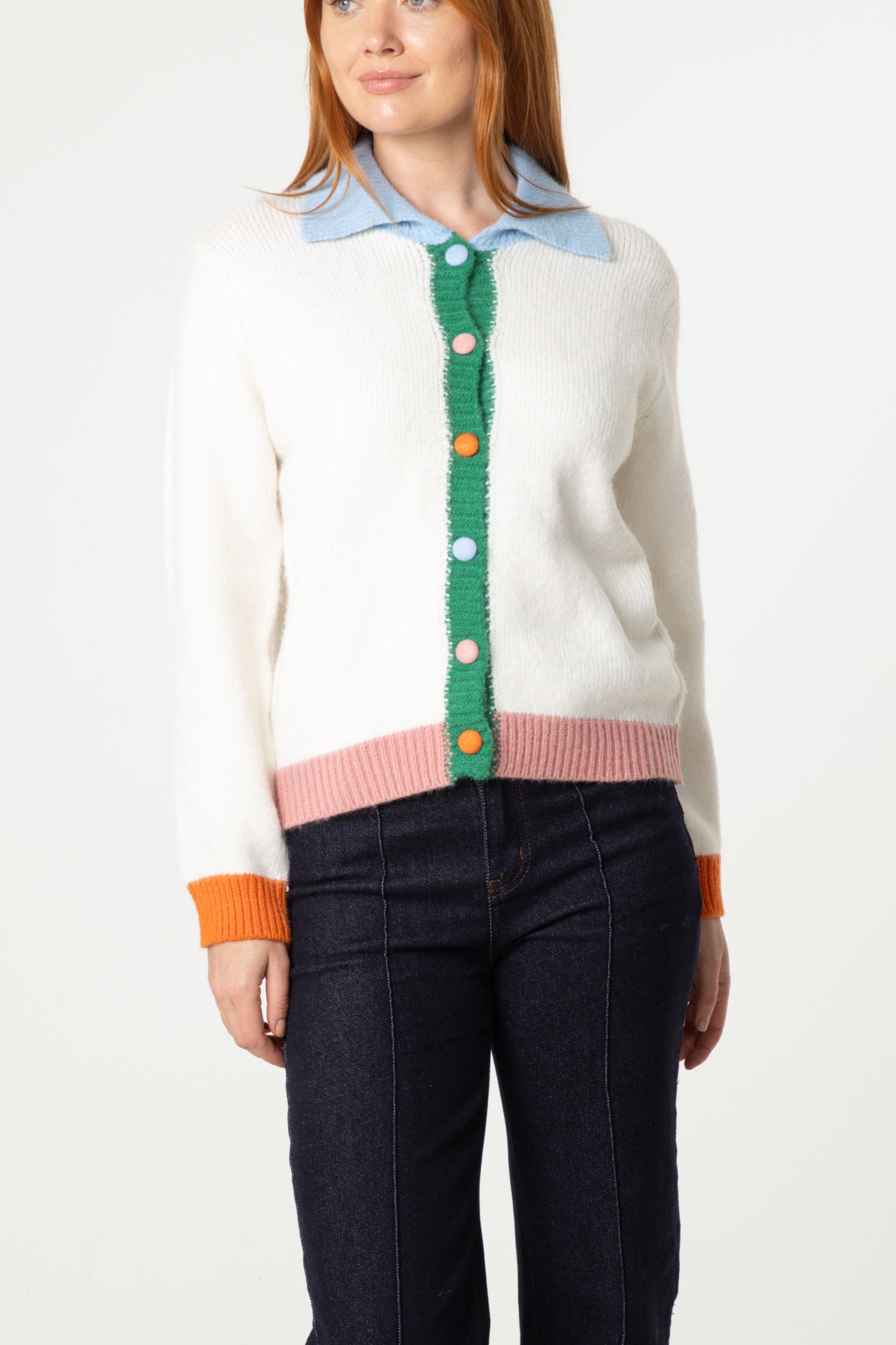 Colourful Contrast Knit Cardigan