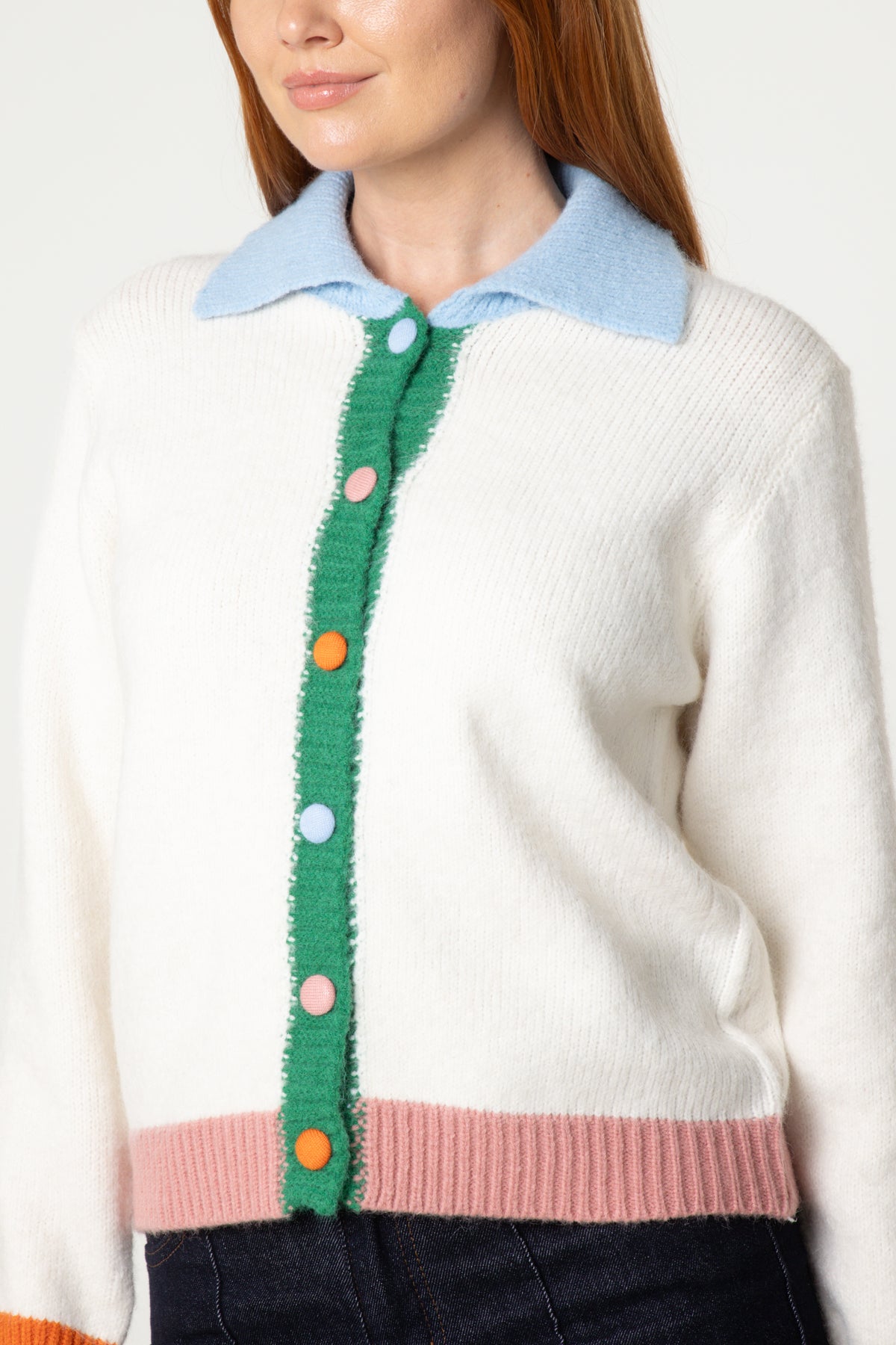 Colourful Contrast Knit Cardigan