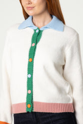 Colourful Contrast Knit Cardigan