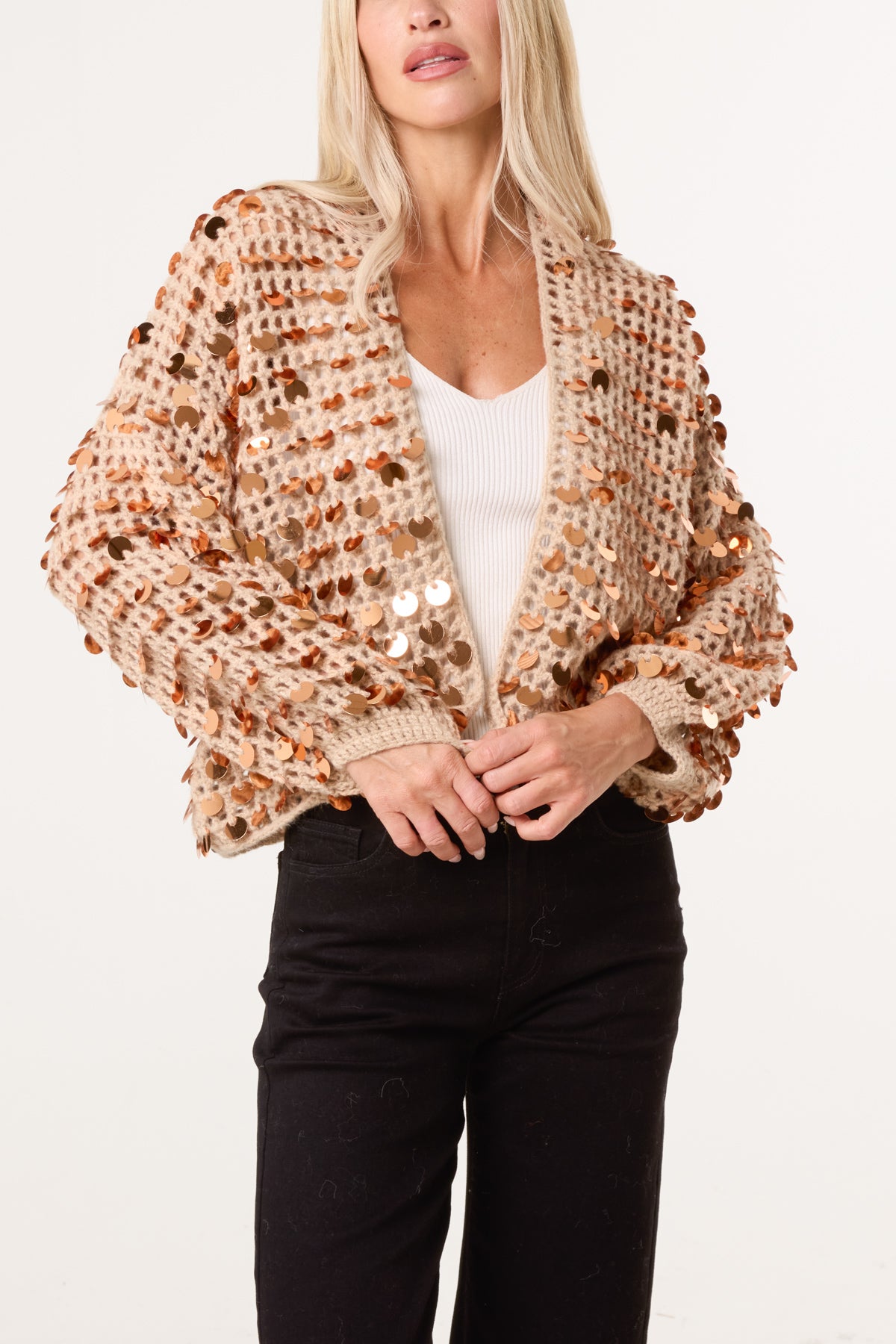 Disco Sequin Knit Cardigan