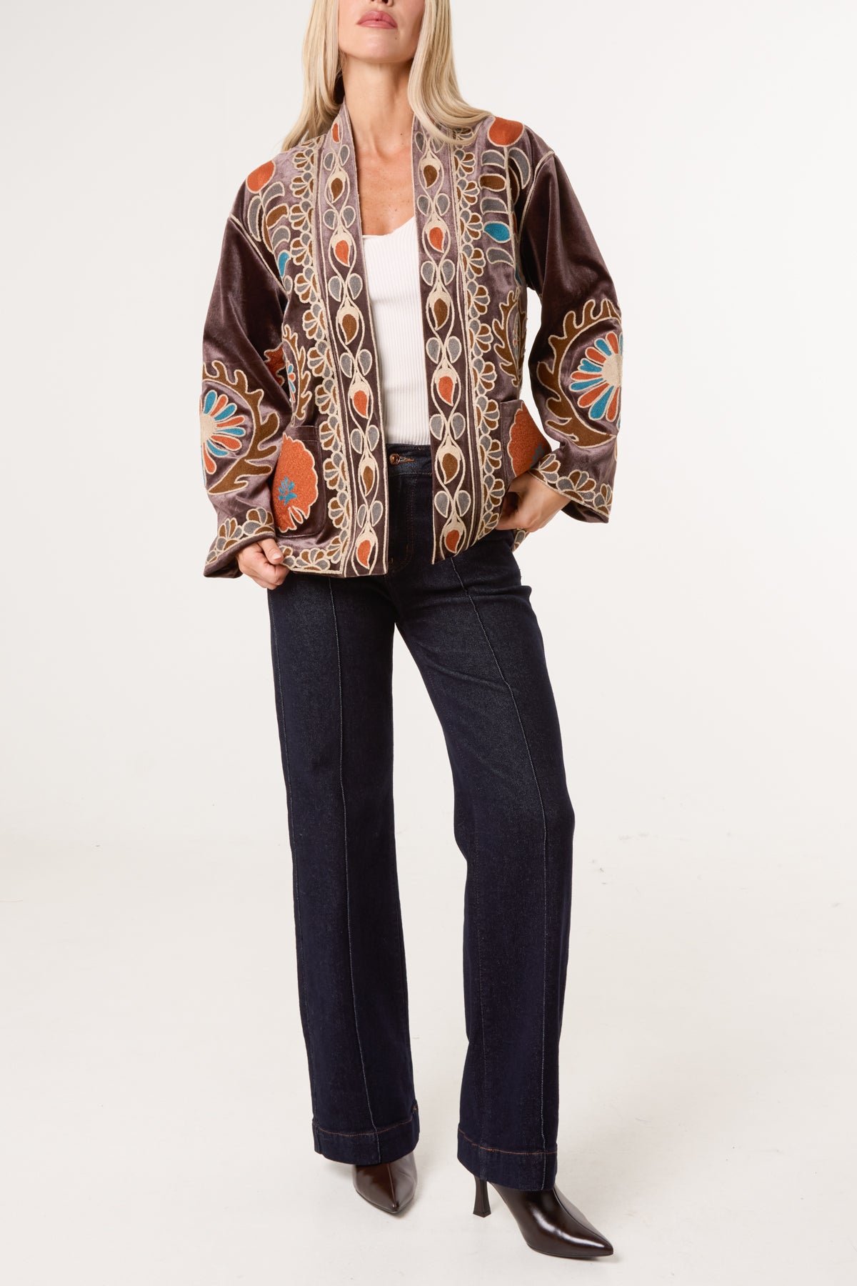 Boho Embroidery Velvet Jacket