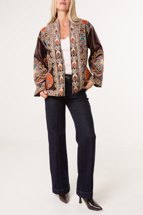 Boho Embroidery Velvet Jacket
