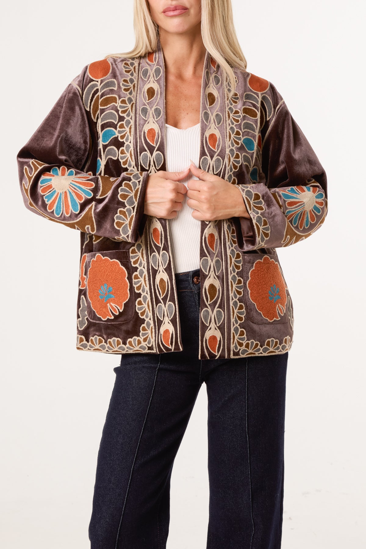 Boho Embroidery Velvet Jacket