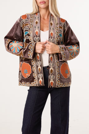 Boho Embroidery Velvet Jacket