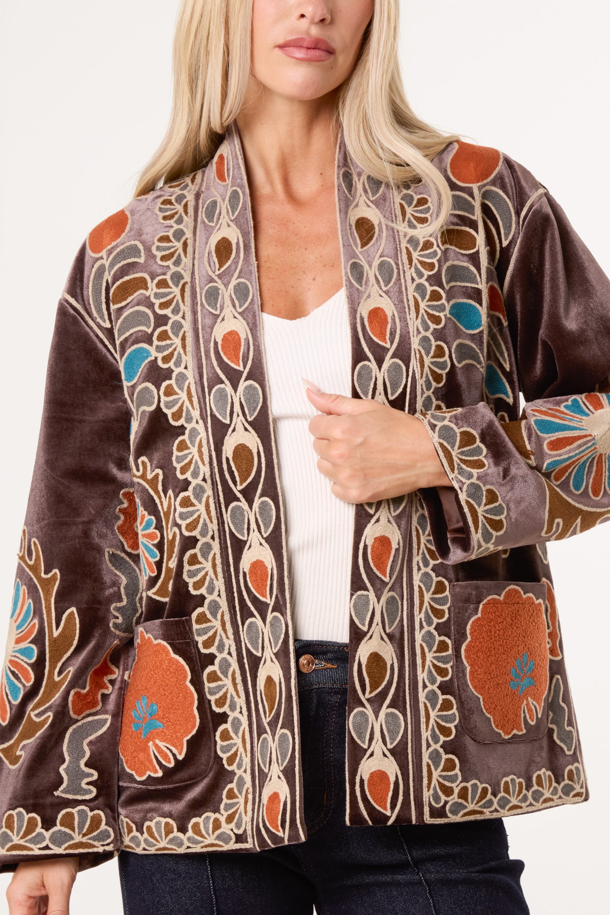 Boho Embroidery Velvet Jacket
