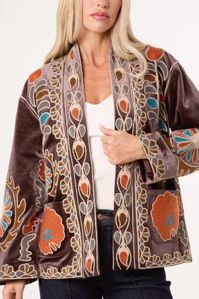 Boho Embroidery Velvet Jacket