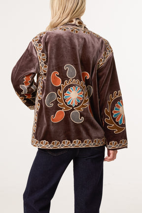 Boho Embroidery Velvet Jacket