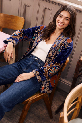 Boho Embroidery Velvet Jacket