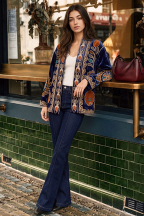 Boho Embroidery Velvet Jacket