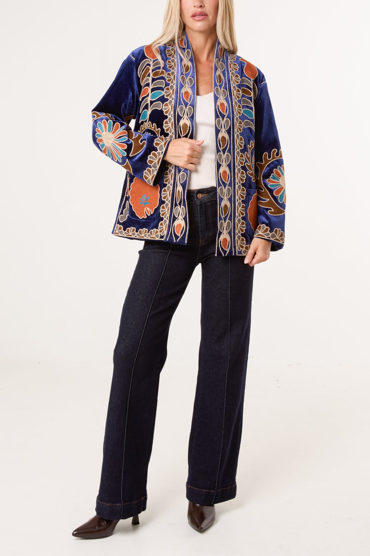 Boho Embroidery Velvet Jacket