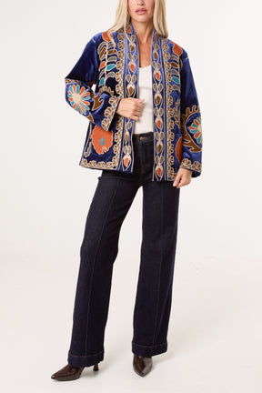 Boho Embroidery Velvet Jacket