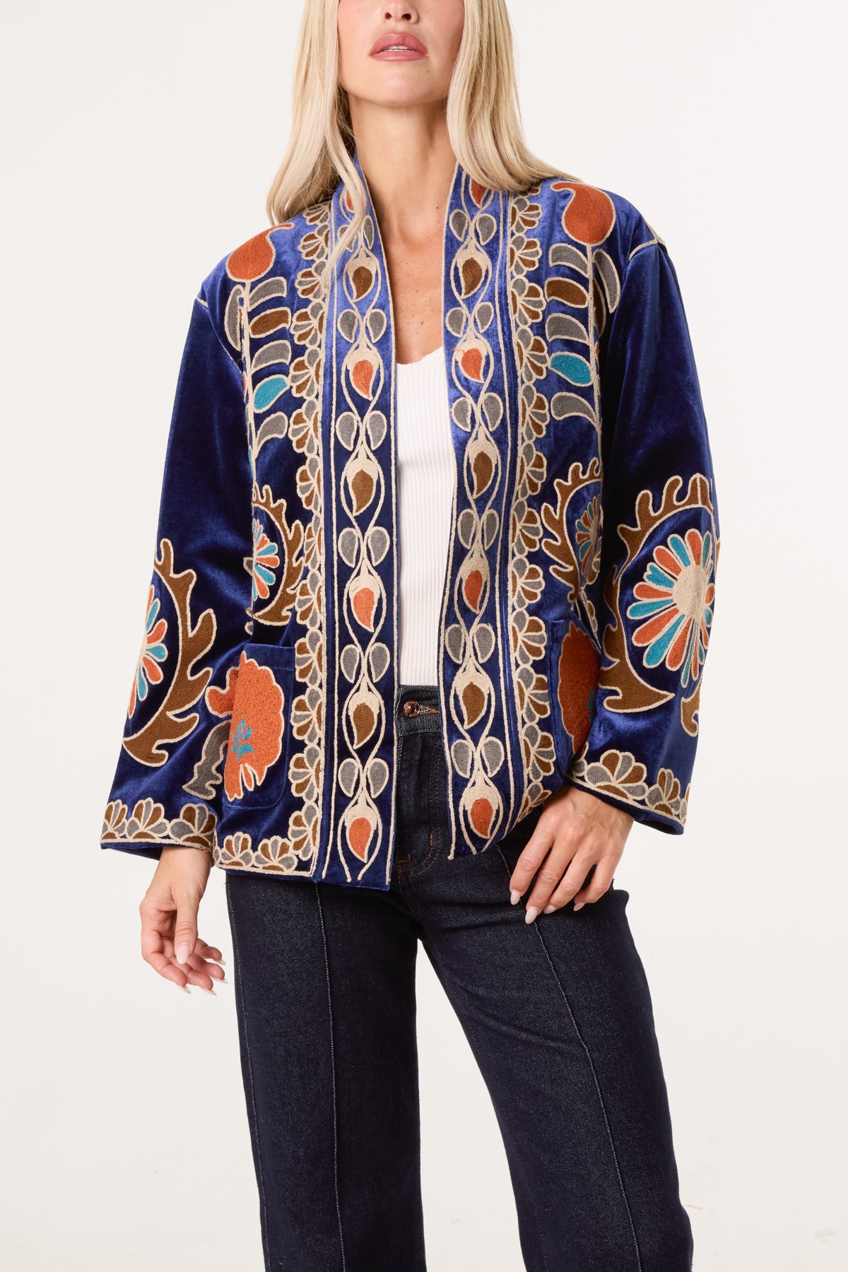 Boho Embroidery Velvet Jacket