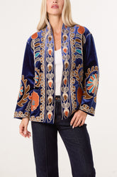 Boho Embroidery Velvet Jacket