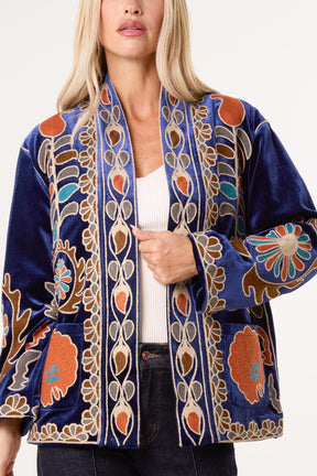 Boho Embroidery Velvet Jacket