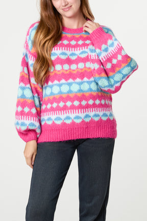 Geometric Fair Isle Knit Jumper