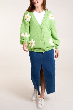 Knitted Daisies Button Cardigan