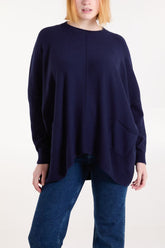 Round Neck Pocket Seam Jumper