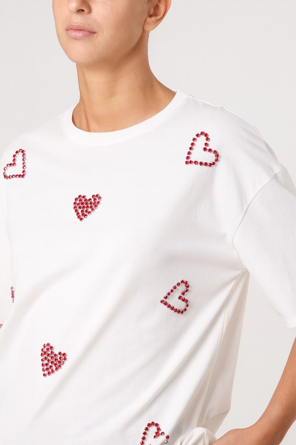 Embellished Hearts Cotton T-Shirt