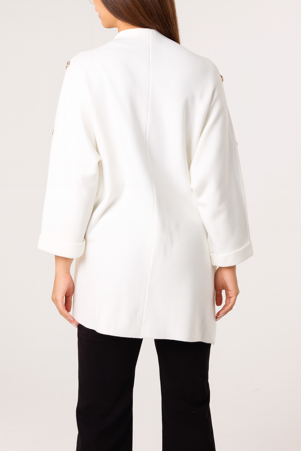 Button Sleeve Open Front Cardigan