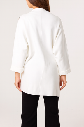 Button Sleeve Open Front Cardigan
