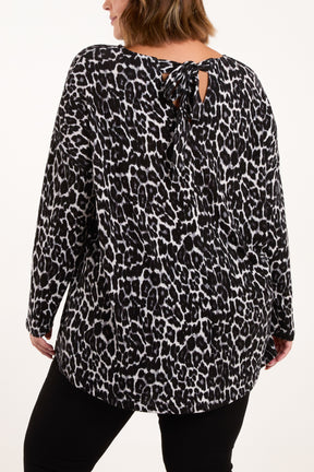 Curve Leopard Tie Back Cut & Sew Top