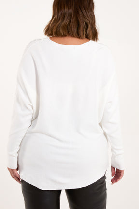 Stud & Diamante Embellished Knit Jumper
