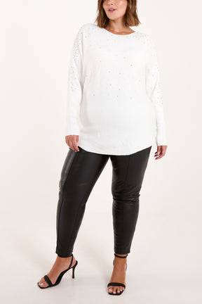Stud & Diamante Embellished Knit Jumper
