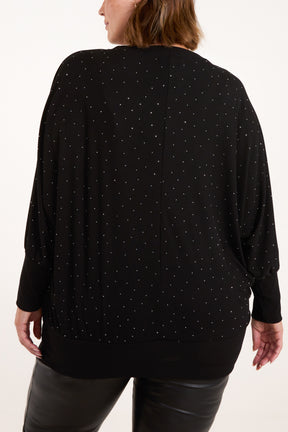 All-Over Diamante Batwing Top