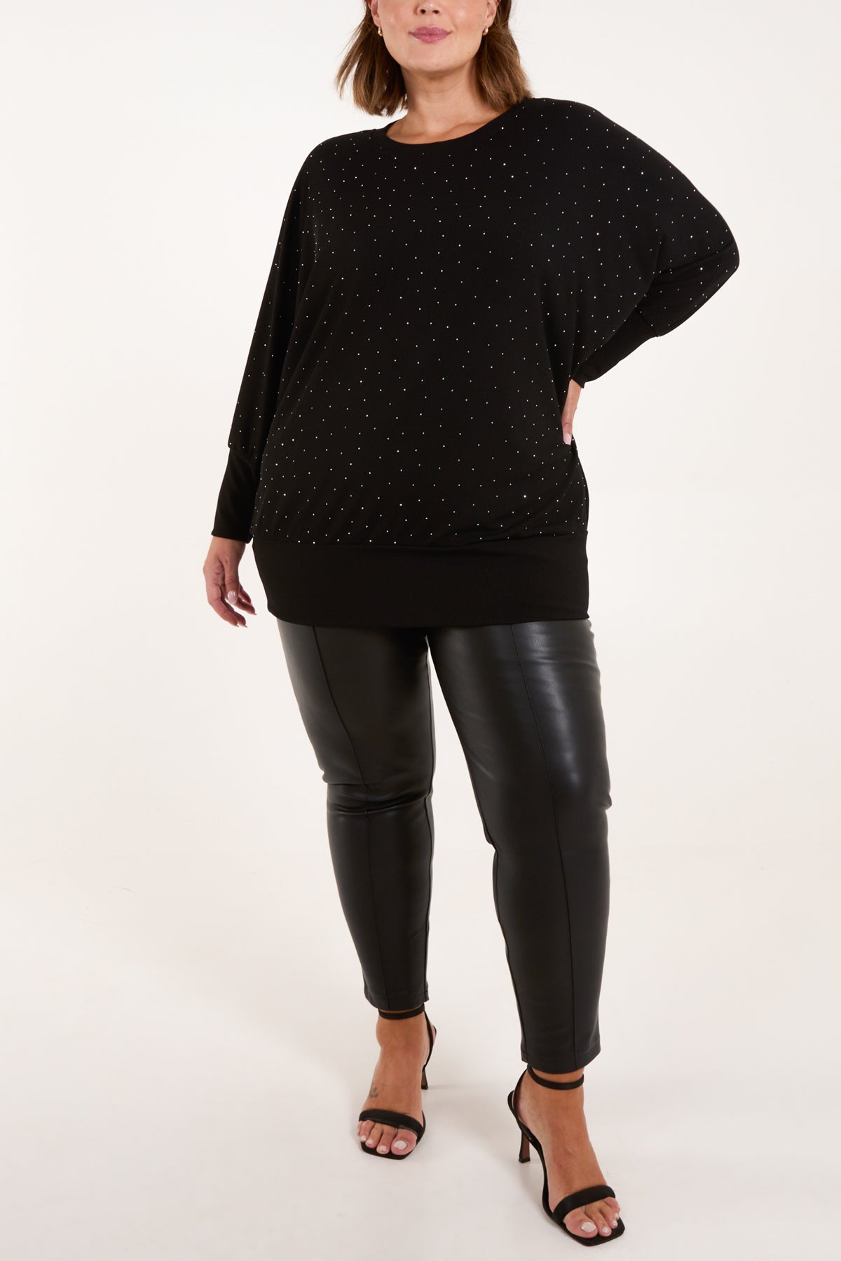 All-Over Diamante Batwing Top