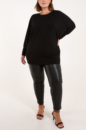 All-Over Diamante Batwing Top