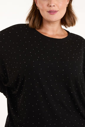 All-Over Diamante Batwing Top