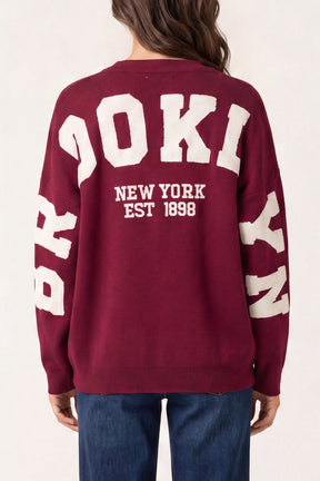 Brooklyn Slogan Knit Jumper