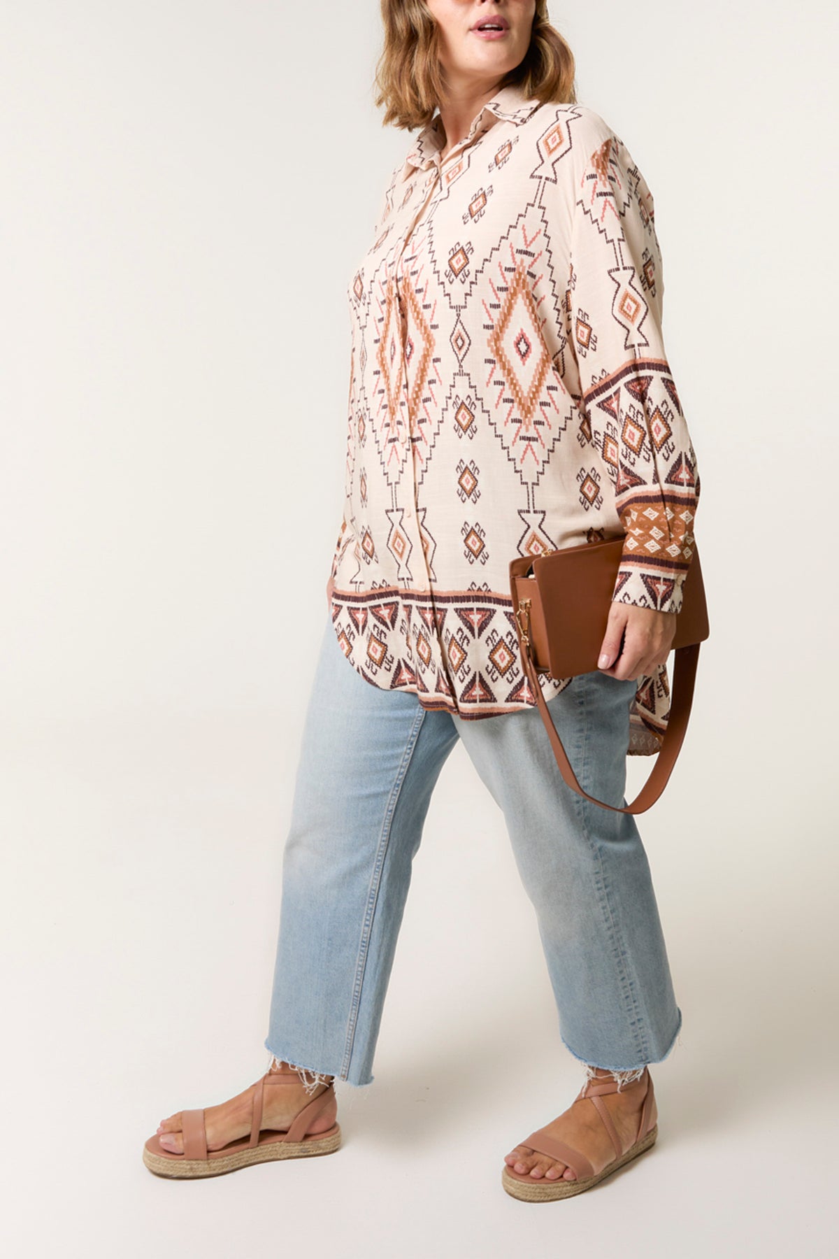 Curve Aztec Print Long Sleeve Shirt