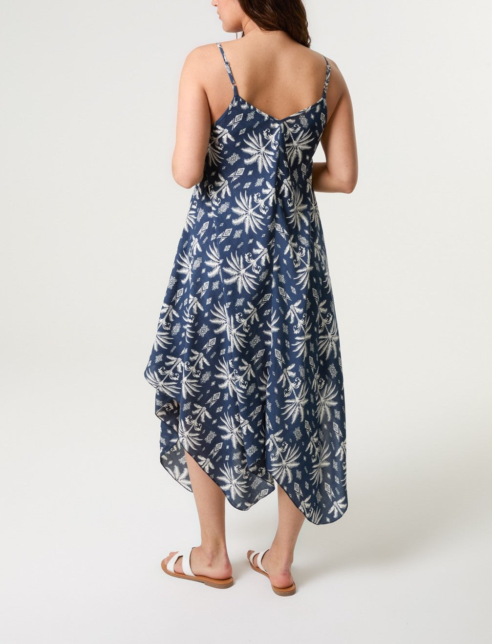 Palm Tree Print Hanky Hem Dress