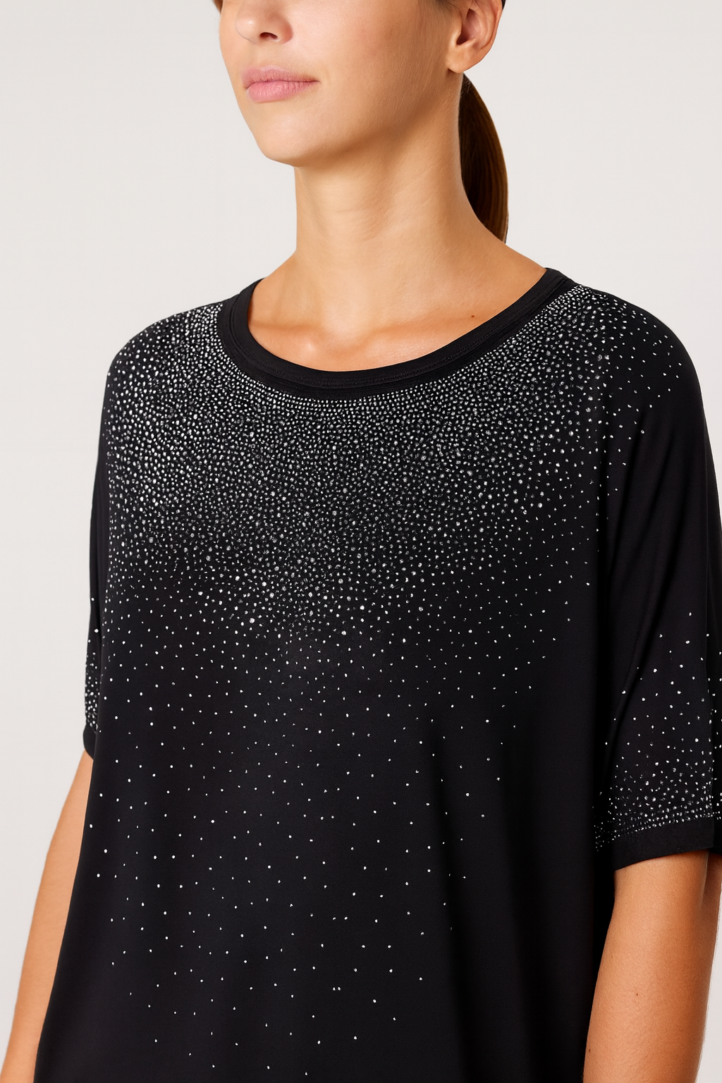Diamante Embellished Round Neck Top
