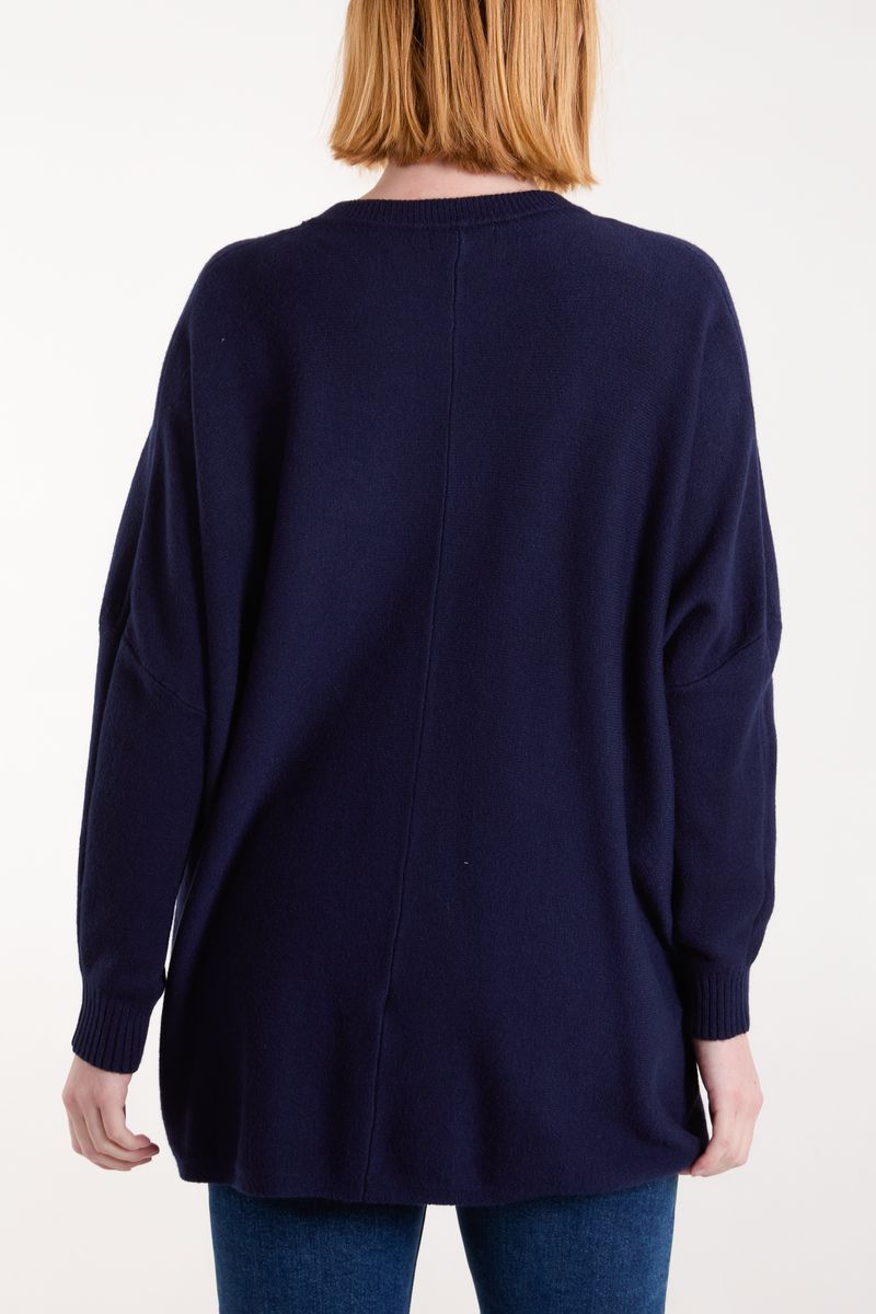 Round Neck Pocket Seam Jumper