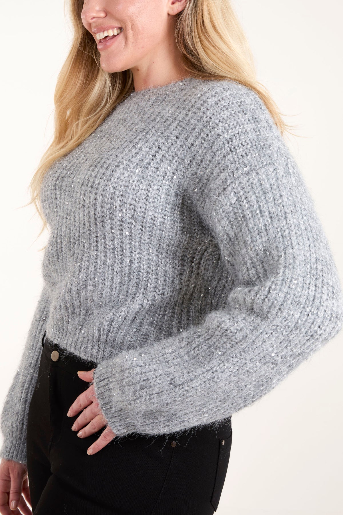 Fluffy Sequin Knit Jumper