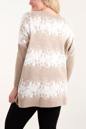 V-Neck Splatter Print Jumper