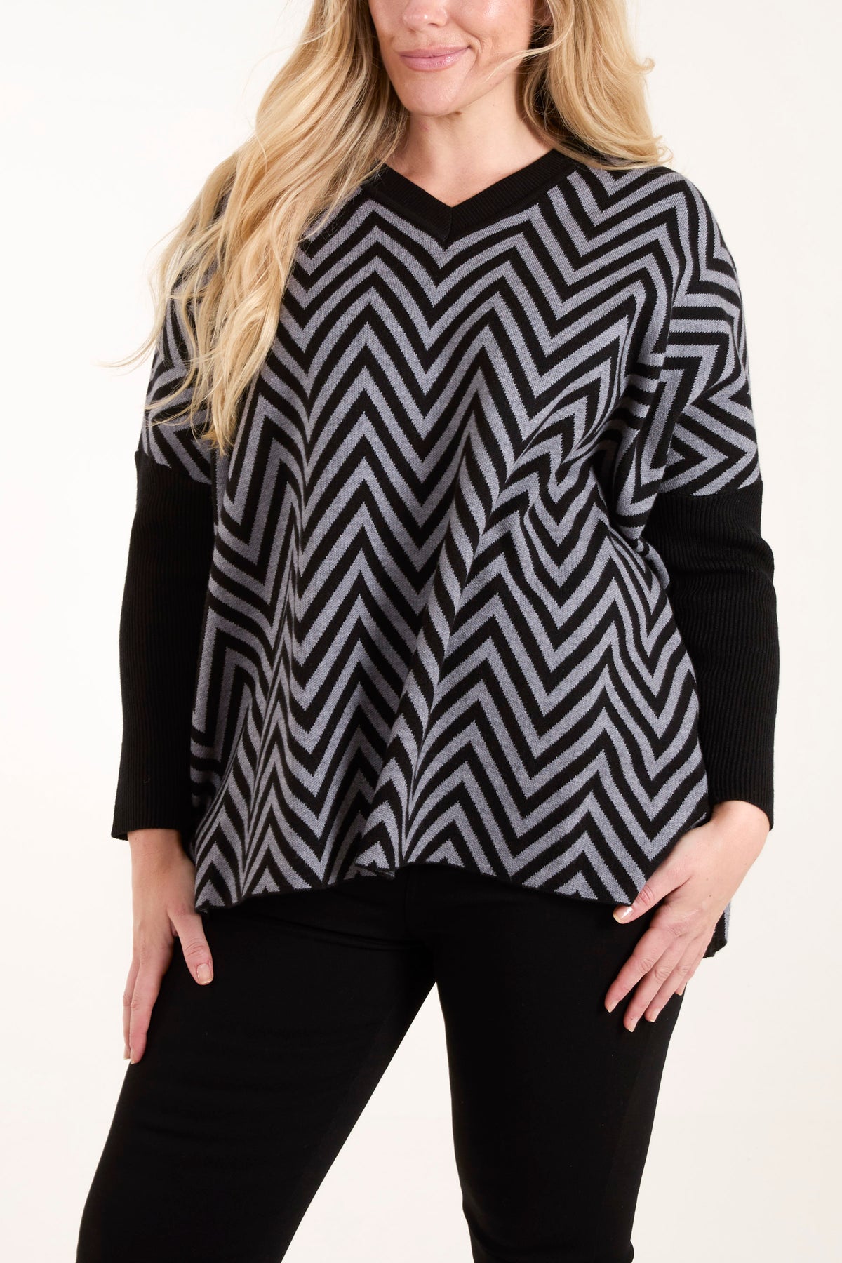 Zig Zag V-Neck Jumper