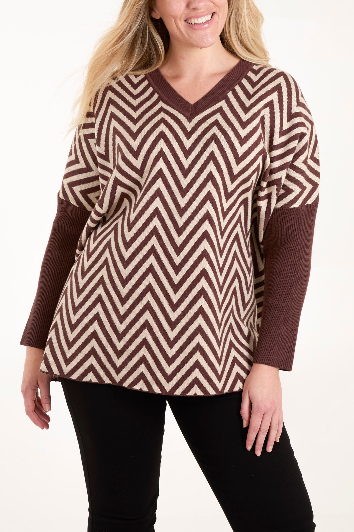 Zig Zag V-Neck Jumper