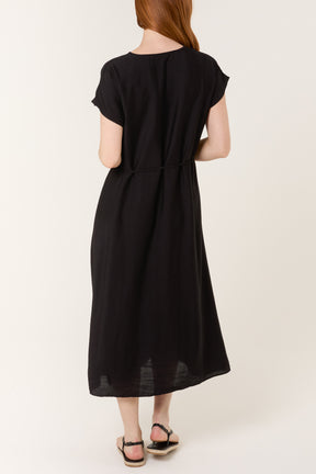 Front Slit Tie Belt Dress