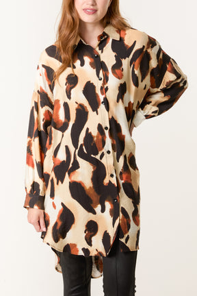 Relaxed Leopard Print Long Sleeve Shirt