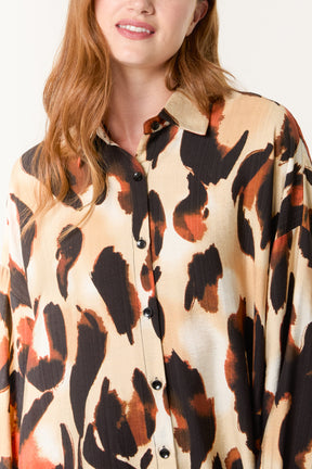 Relaxed Leopard Print Long Sleeve Shirt