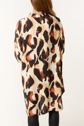Relaxed Leopard Print Long Sleeve Shirt